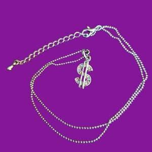 3/$30 VTG Dainty Pastel Rhinestone Dollar Sign Chain Necklace
